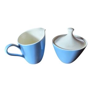 Blue and White Ceramic Creamer and Sugar Set